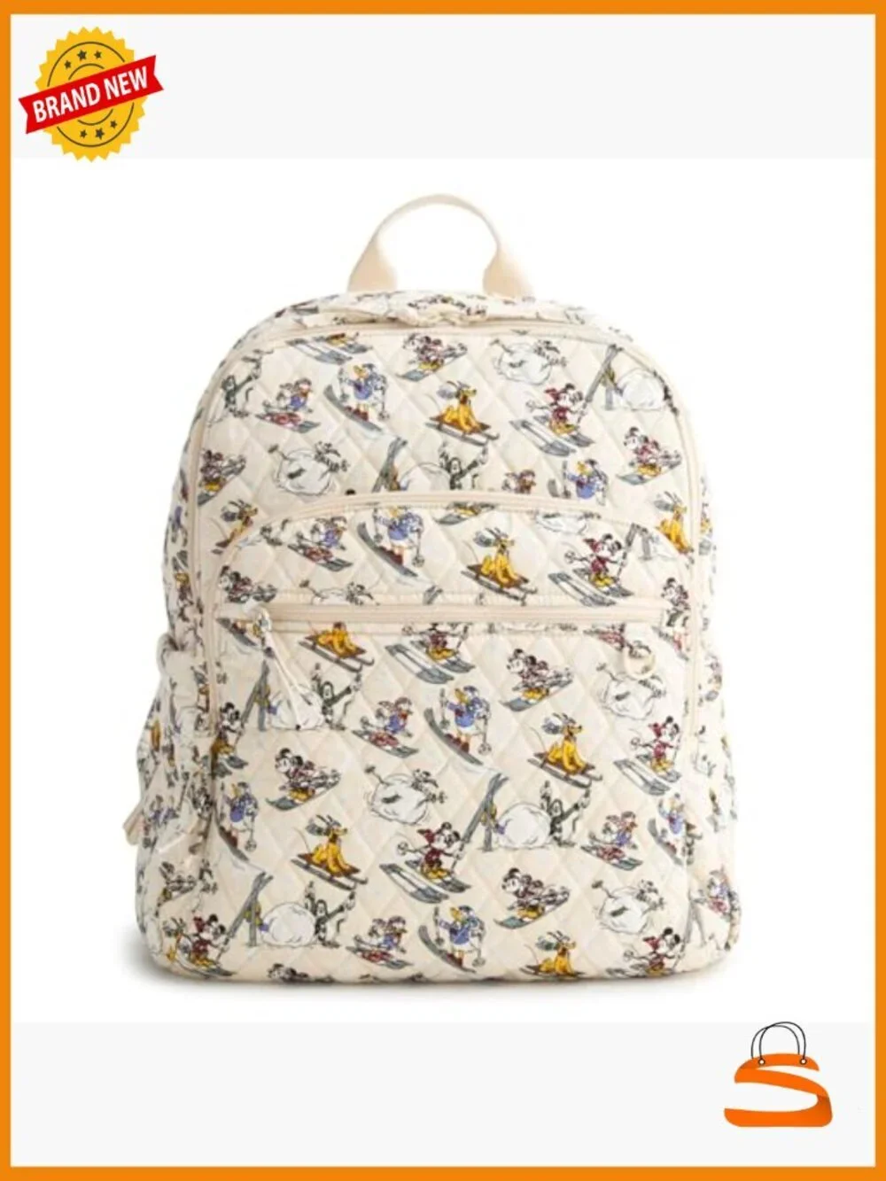 Disney Cotton Quilted Laptop Backpack, Premium Ski Mickey